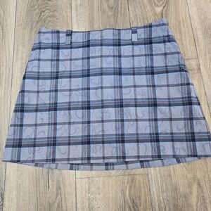 NIKE Dri-Fit Golf Scroll Plaid Check Print Shorts Skort Skirt 12 Tennis Yoga Gym